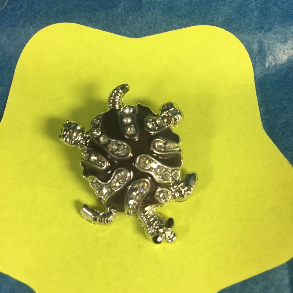 18mm Silver And Brown Turtle Snap Button